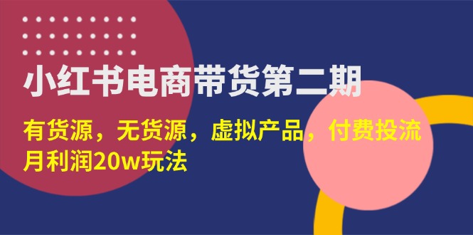 （14186期）小红书电商带货第二期，有货源，无货源，虚拟产品，付费投流，月利润20w-网创在线