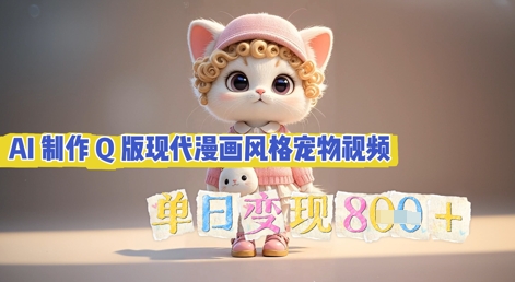 AI制作Q版现代漫画风格宠物视频，单日变现几张-网创在线