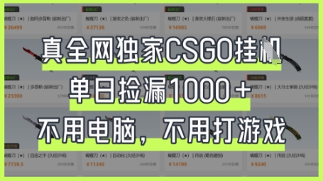 真全网独家CSGO挂G，单日捡漏1k+【揭秘】-网创在线