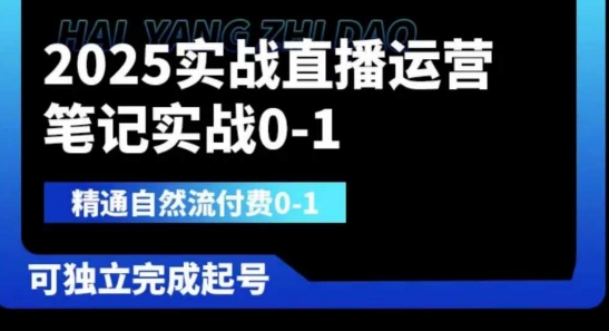 2025实战直播运营0-1，精通自然流付费0-1，可独立完成起号-网创在线